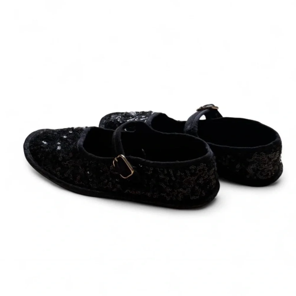 Zara Girls Sequin Mary Jane Flats EU 32 US 1 Party Holiday Sparkle Shoes